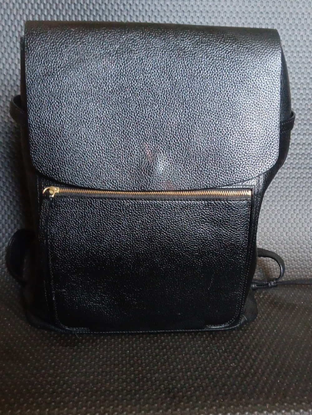 Nordstrom Black Leather Backpack with Gold Zip Accent